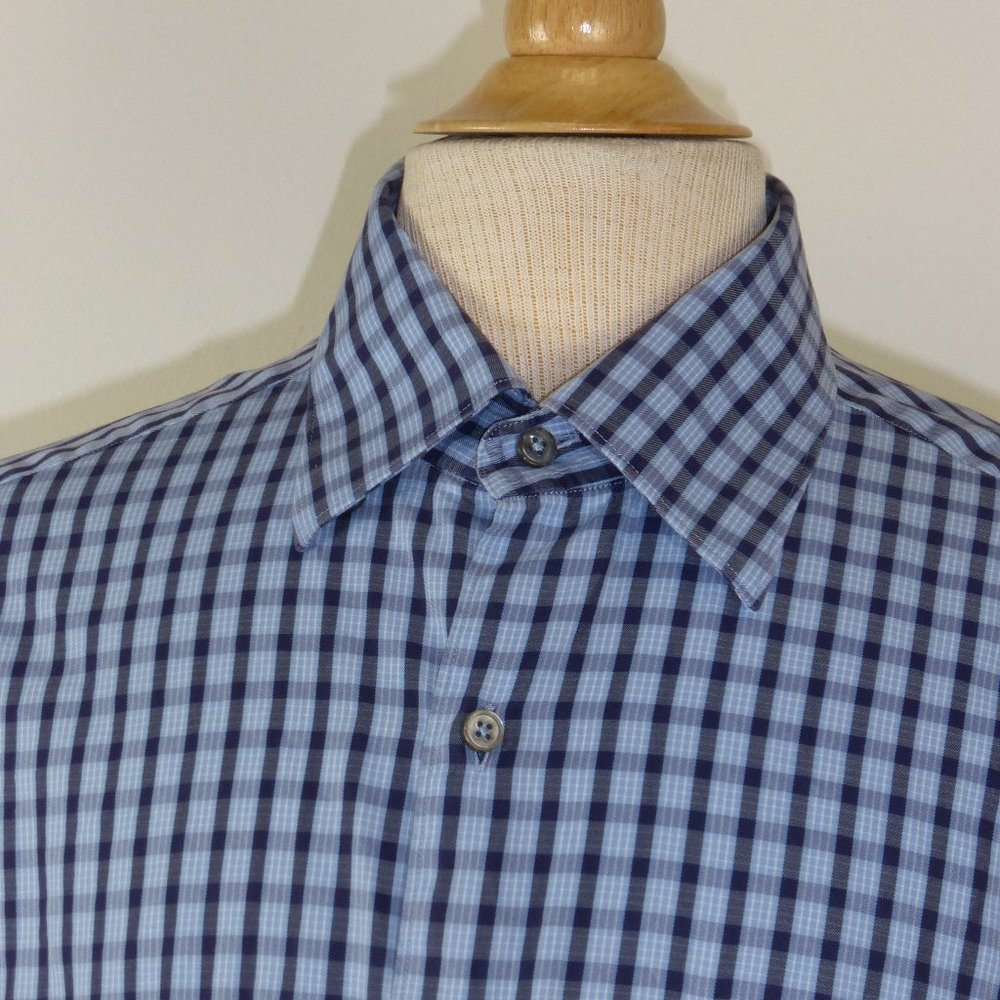 ERMENEGILDO ZEGNA BLUE PLAID SHIRT L vintage